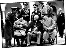 Churchill, Roosevelt und Stalin im Februar 1945 auf Konferenz von Jalta